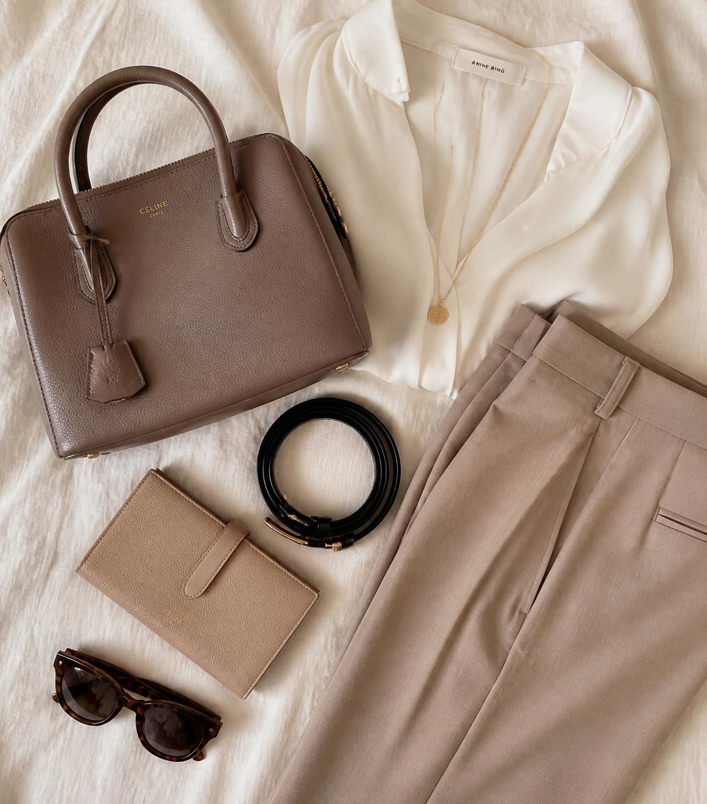 Pearl Lane handbag, wallet, belt, sunglasses and jewellery styled together